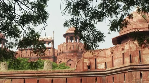 The Red Fort Lal Qila , a historical fort in the city of Delhi, India. UNESCO Stock Footage