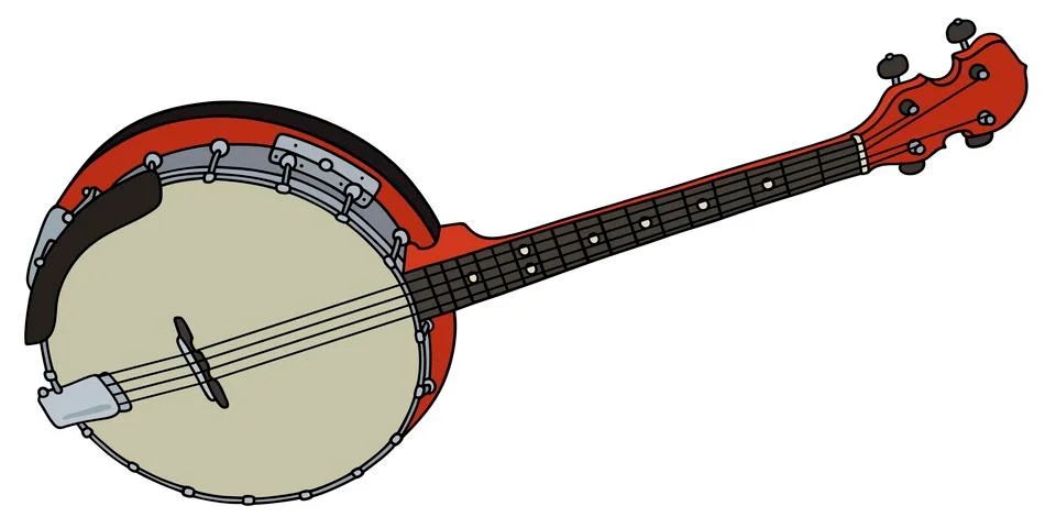 Red four strings banjo 스톡 일러스트