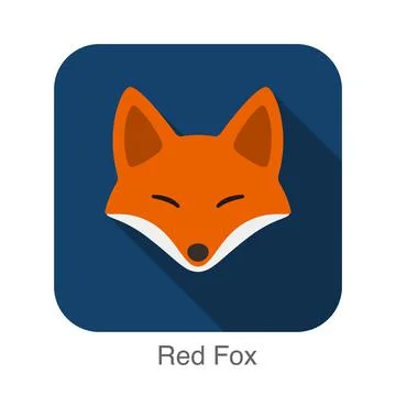 Red fox cartoon face, flat icon design Stock Illustration
