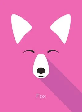 Red fox cartoon face, flat icon design, vector illustration イラスト素材
