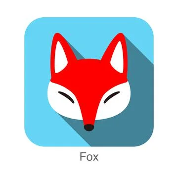 Red fox cartoon face, flat icon design, vector illustration Stock Illustration