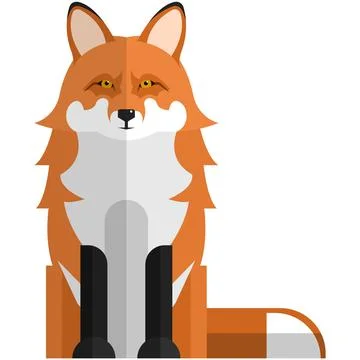Red fox forest animal flat vector isolated on white background Stock Illustration