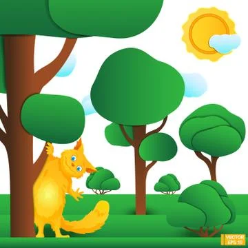 Red fox in the forest Stockillustratie