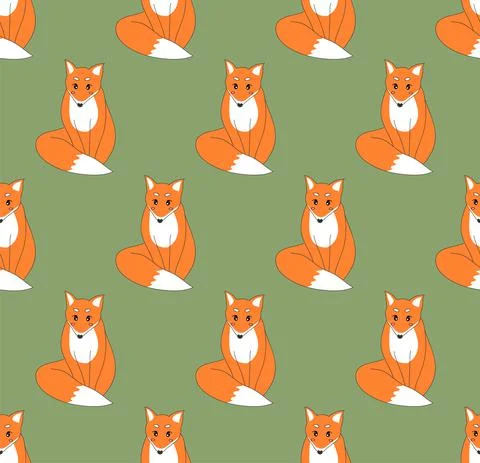Red Fox on Green Background Stock Illustration