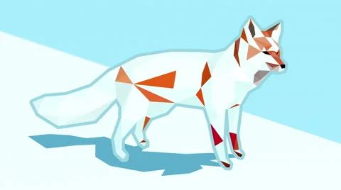 Red fox on green background turning white on the floe - blurred background Stock Footage 57750572