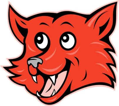 Red fox head grinning smiling Stock Illustration