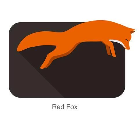 Red fox jumping and hunting Stock Illustration