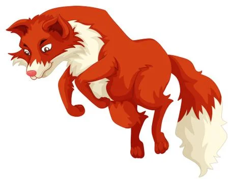 Red fox jumping up Stock Illustration