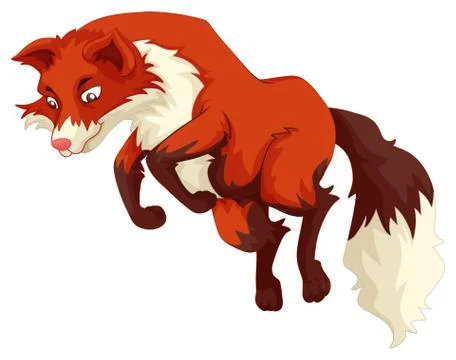 Red fox jumping up Stock Illustration