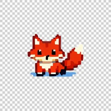Red Fox Pixel Art Design Vector Stock Illustration