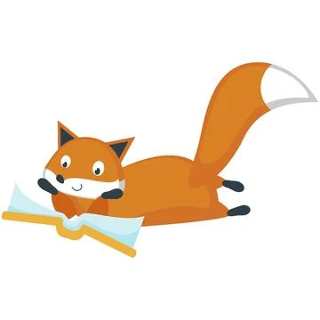 Red fox reading book vector icon illustration Stock Illustration