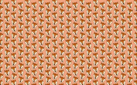 Red fox seamless pattern for wallpaper Stock Photos