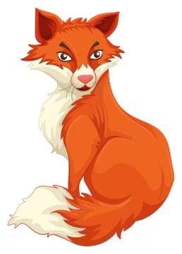 Red fox sitting alone Stock Illustration