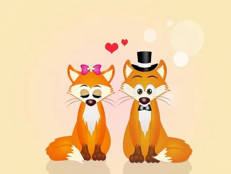 Red foxes in love Stock Illustration