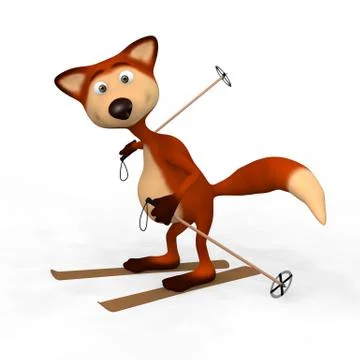 Red Foxes Skier. Stock Illustration