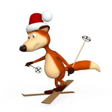 Red foxes skier. Stock Illustration