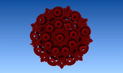 Red fractal flower pattern isolated on blue Stock Illustration