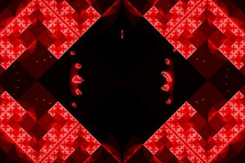 Red fractal geometry pattern dark background Stock Illustration