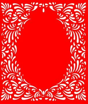 Red frame to frame your design in the shape of an egg or oval. Stock Illustration