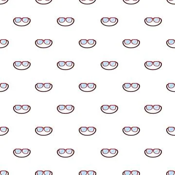 Red frame glasses pattern on white background イラスト素材