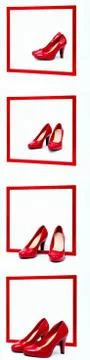Red frame with high heels Stock Photos