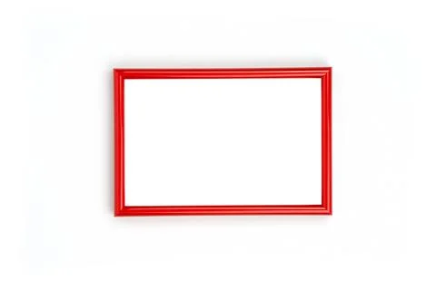 Red frame isolated on white background. Mock up for your design. Stock Photos