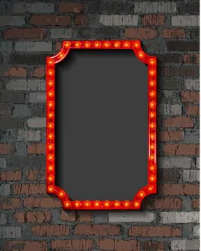 Red frame with light bulbs Stock Illustration
