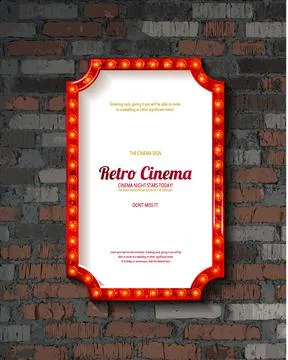Red frame with light bulbs Stock Illustration