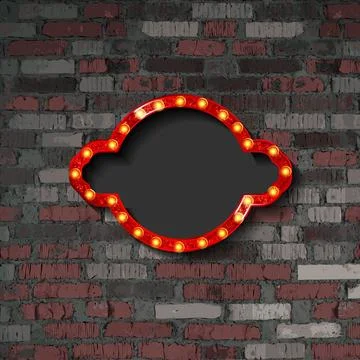 Red frame with light bulbs Stock Illustration