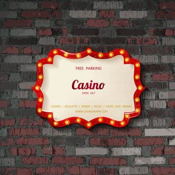 Red frame with light bulbs Stock Illustration