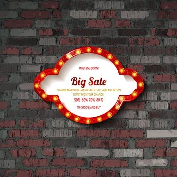 Red frame with light bulbs Stock Illustration