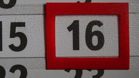 Red Frame Moves On The 16 Black Day Calendar Stock-Footage 100465589