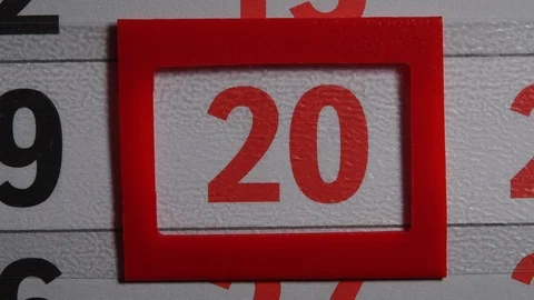 Red Frame Moves On The 20 Red Day Calendar Stock Footage 100123989