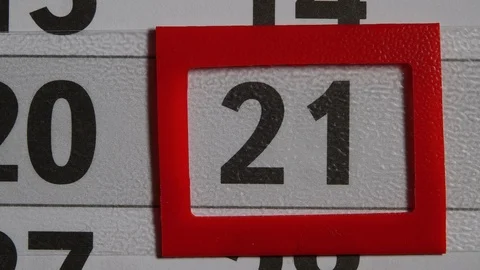 Red Frame Moves On The 21 Black Day Calendar Stock Footage 100465670