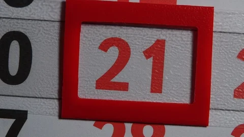 Red Frame Moves On The 21 Red Day Calendar Stock Footage 100465777