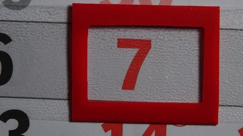 Red Frame Moves On The 7 Red Day Calendar Stock-Footage 100465650