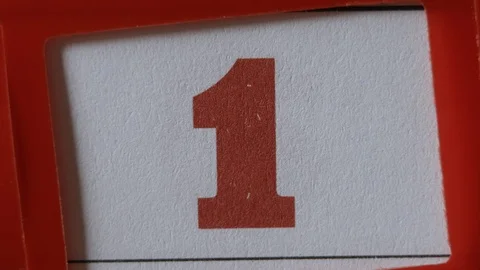 Red Frame Moves On The Calendar. The 1 Red Day Of The Calendar. Stock Footage 106710077