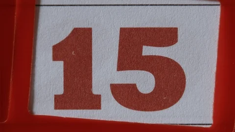 Red Frame Moves On The Calendar. The 15 Red Day Of The Calendar. Vídeos de archivo 106710210