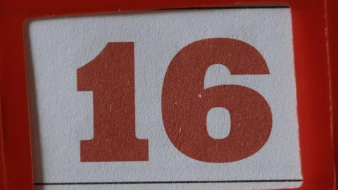Red Frame Moves On The Calendar. The 16 Red Day Of The Calendar. Vídeo Stock 106710248