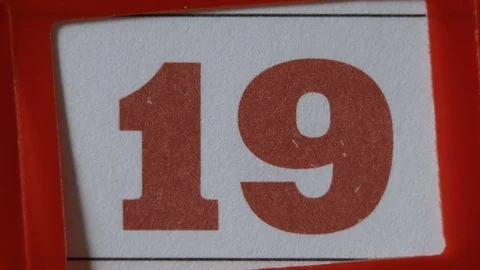 Red Frame Moves On The Calendar. The 19 Red Day Of The Calendar. Stock Footage 106710233