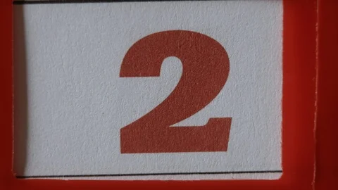 Red Frame Moves On The Calendar. The 2 Red Day Of The Calendar. Stock Footage 106710100