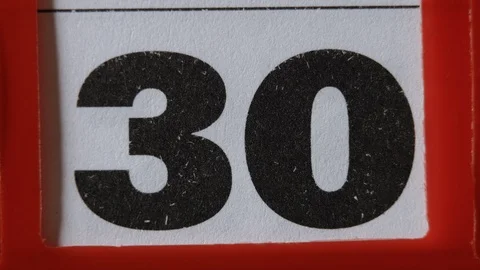Red Frame Moves On The Calendar. The 30 Day Of The Calendar. Stock Footage 106627871