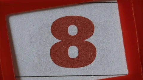 Red Frame Moves On The Calendar. The 8 Red Day Of The Calendar. Stock Footage 106710082