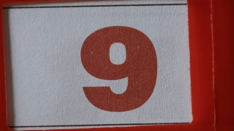 Red Frame Moves On The Calendar. The 9 Red Day Of The Calendar. Stock Footage 106710139