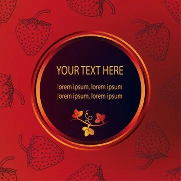 Red frame with strawberry Illustrazione stock