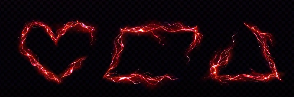 Red frames made of glowing neon lightning. Stock Illustration