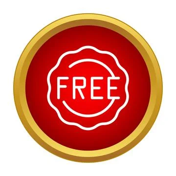 Red free offer badge button icon concept Stock Illustration