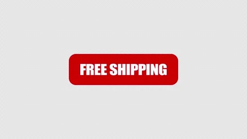 A red free shipping rounded label on white Stock Footage 337079511