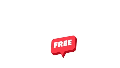 Red Free Speech Bubble 3D Icon Isolated Stock Footage 342585172