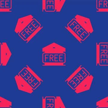 Red Free storage icon isolated seamless pattern on blue background. Vector 스톡 일러스트